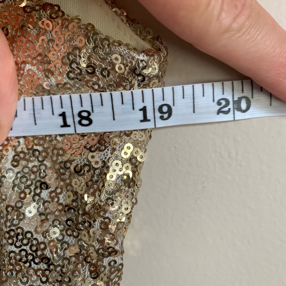 Gold sequin purple Chiffon sleeveless dress Anthro - Picture 6 of 8